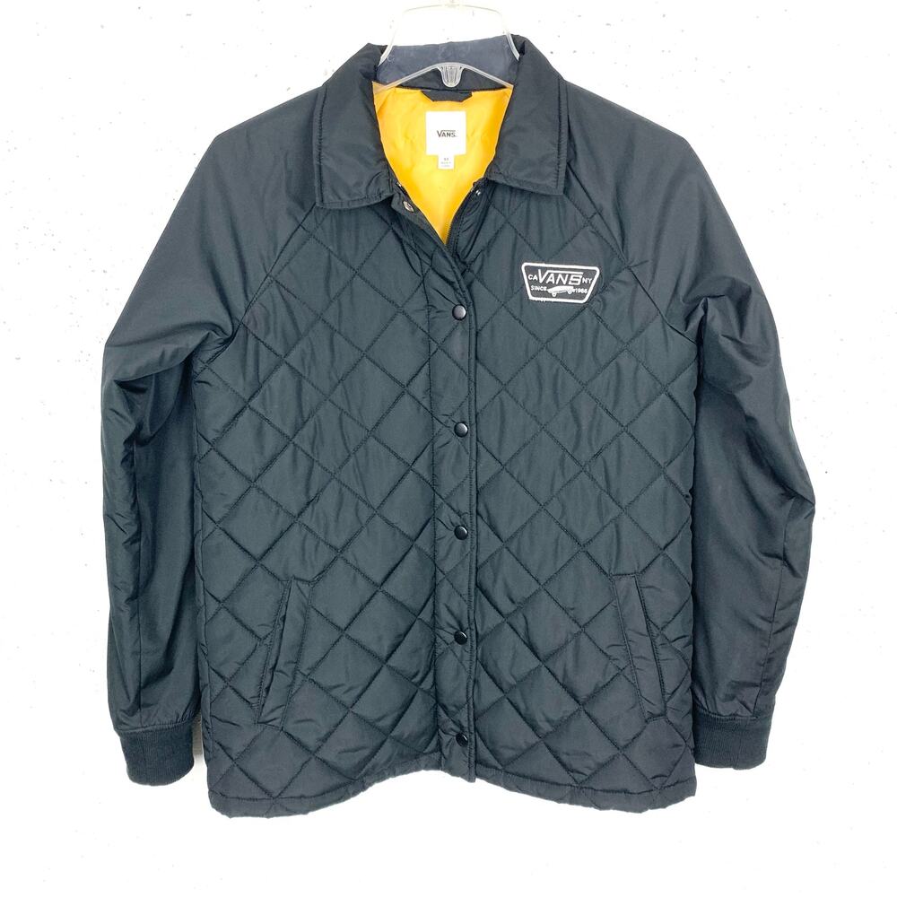 Vans Thanks Coach Quilted MTE Jacket Polyester Full Zip Snap Closure Black XS